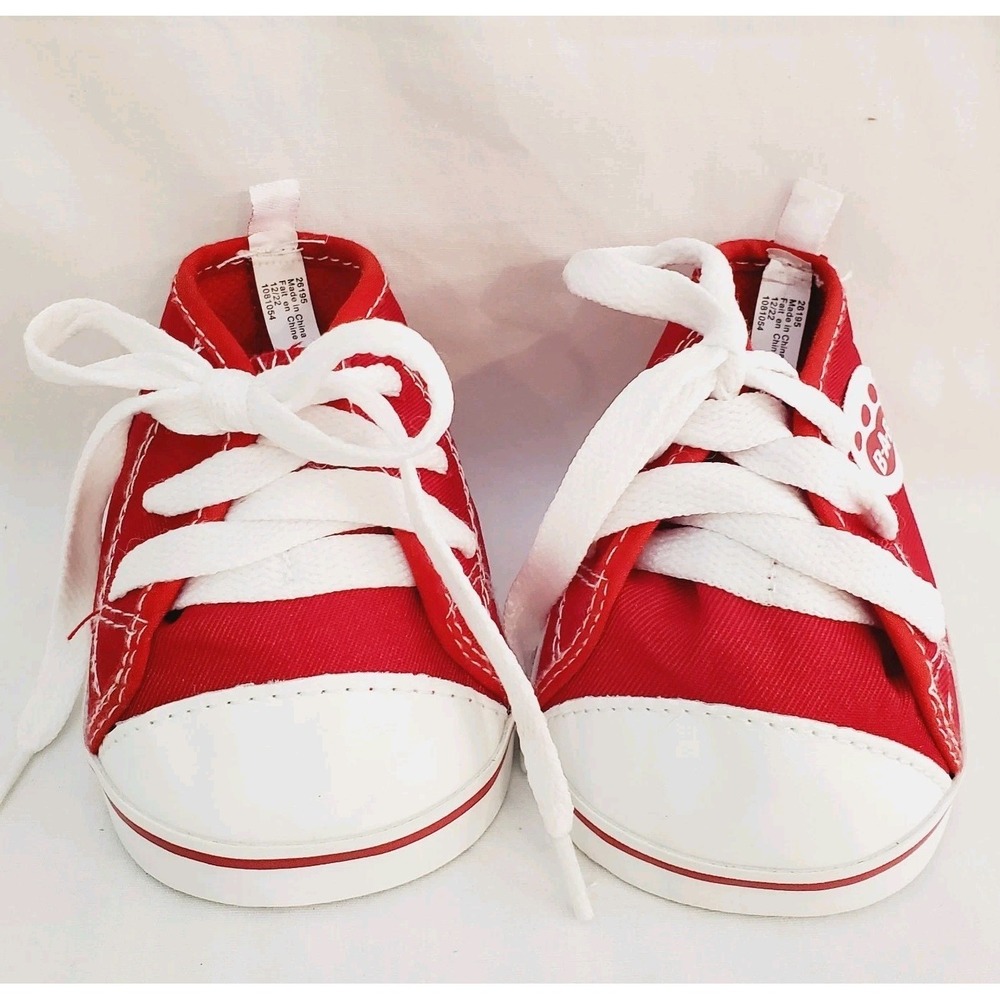 Build A Bear Red and White Sneakers Shoes BAB